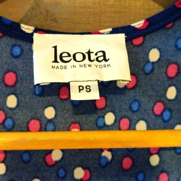 Leota Blue Dot Wrap Dress Petite Small - Picture 4 of 8